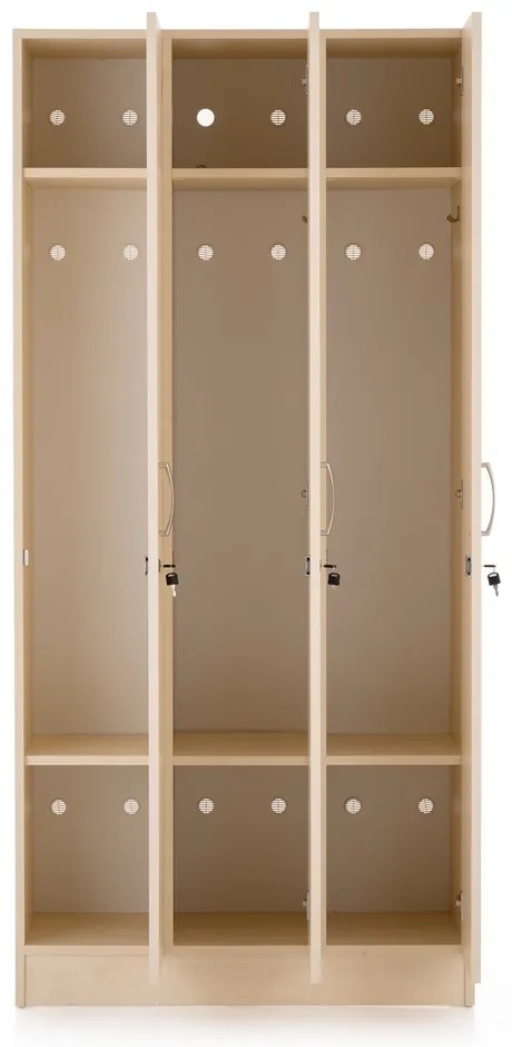 Visio fa szekrény - 3 rekeszes, 90 x 42 x 190 cm, juhar