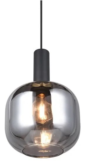 Fekete függőlámpa üveg búrával ø 20 cm Diva – Trio