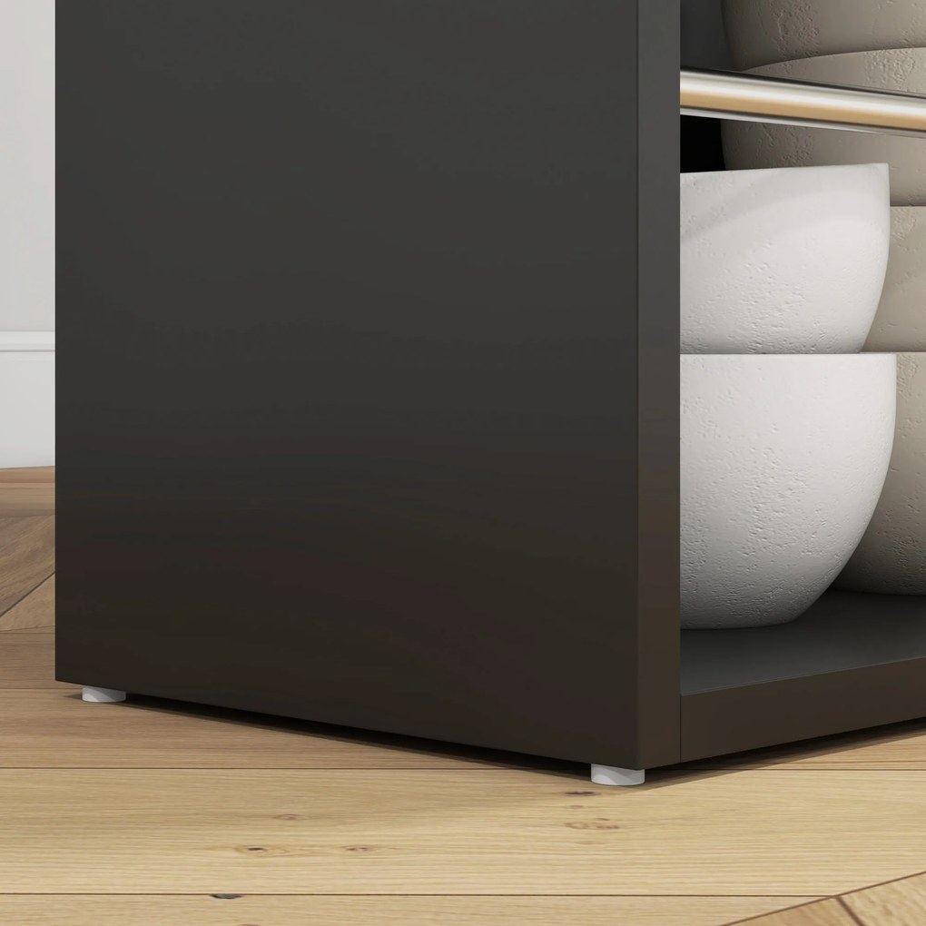 HOMCOM Magas Bárasztal Konyhai Pult - méret: 112L x 57W x 106H cm - 3 polc - fekete | Aosom