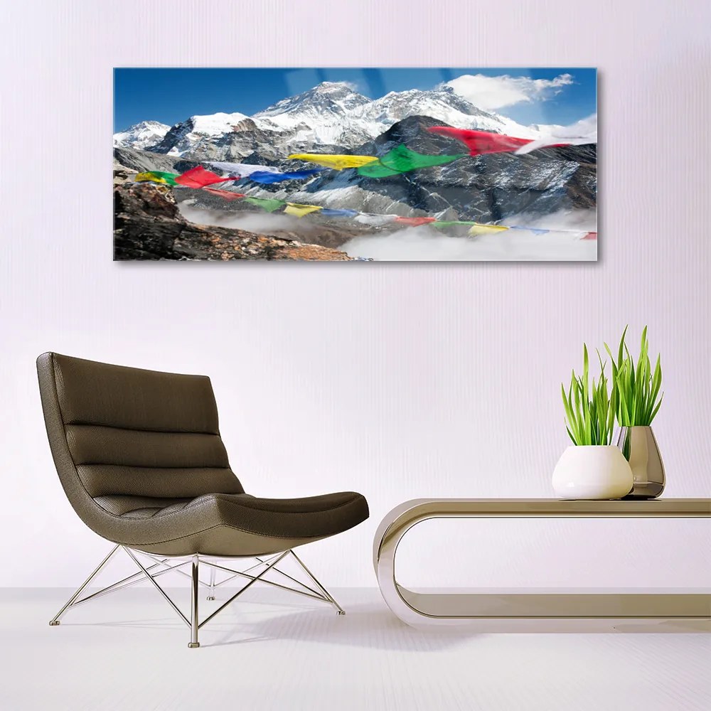 Üvegkép falra hegyi táj 120x60cm