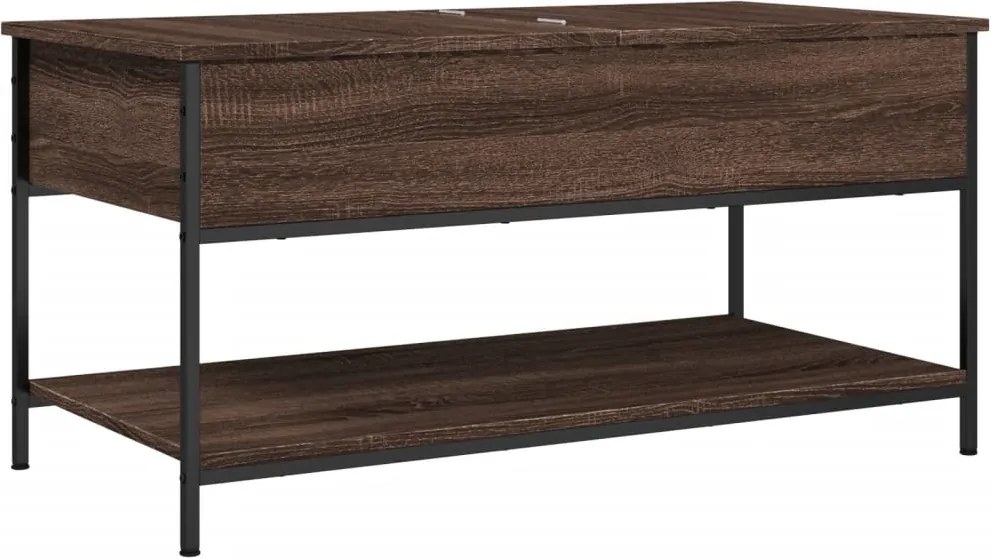 vidaXL barna tölgy színű szerelt fa és fém dohányzóasztal 100x50x50 cm
