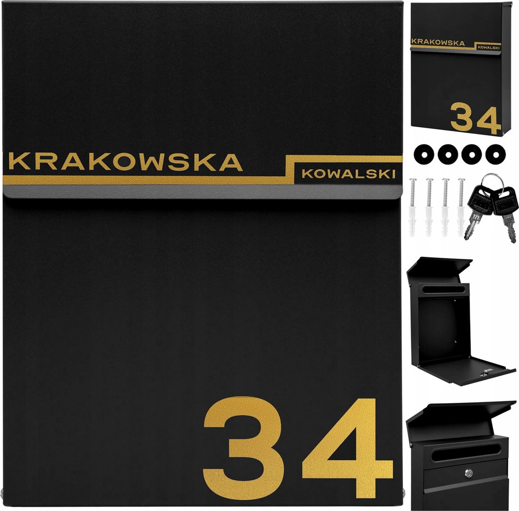 Postaláda Slim Fekete Szám Minta