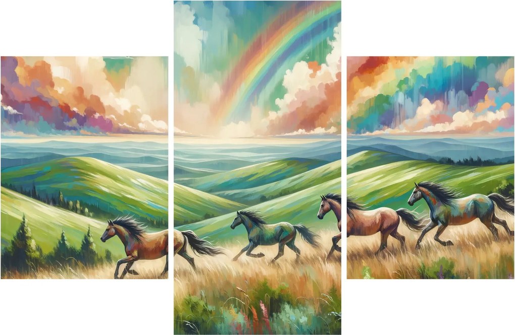 Kép – Vágtázó lovak a tájban (90x60 cm)