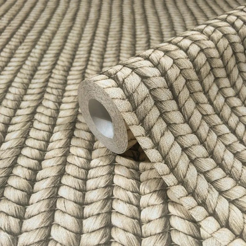 Vinil tapéta Flizelin Bézs 3D hatású mosható fonott 10m x 53cm