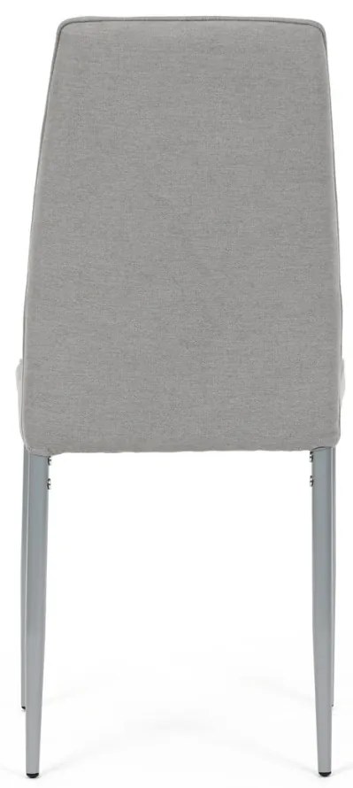 Scaun de sufragerie, tapițerie din material textil de culoarea trufei, picioare din metal gri