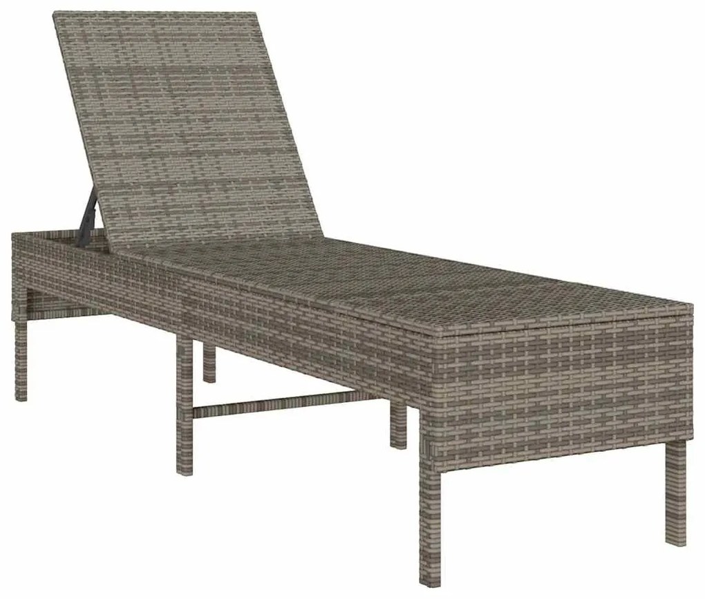 szürke polyrattan napozóágy párnával 55x200x44 cm