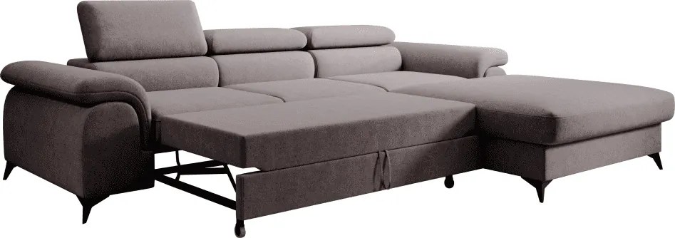 Kihúzható ülőgarnitúra, barna, jobbos, HORTY ROH