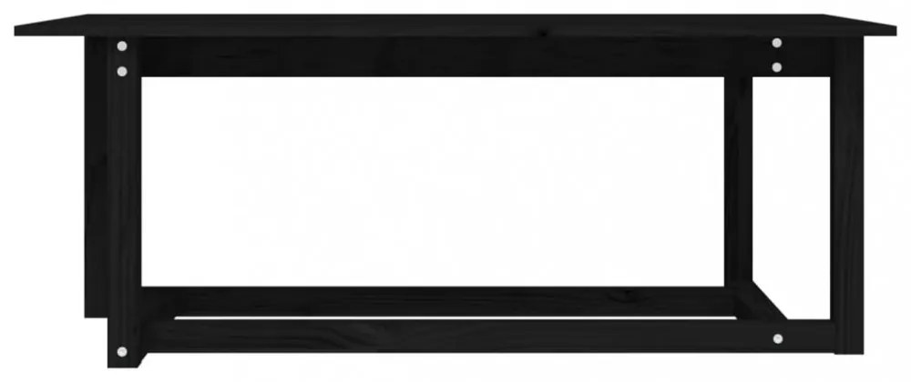 fekete tömör fenyőfa dohányzóasztal 110 x 55 x 45 cm