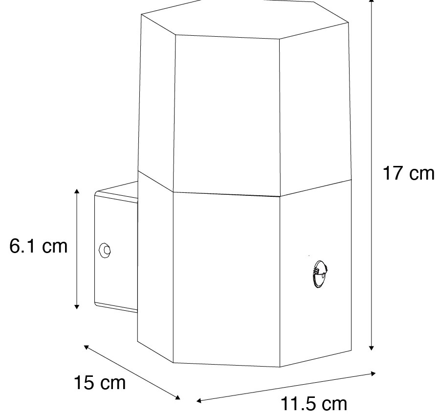 Kültéri fali lámpa fekete füstüveggel hatszögletű és mozgásérzékelővel - Denmark