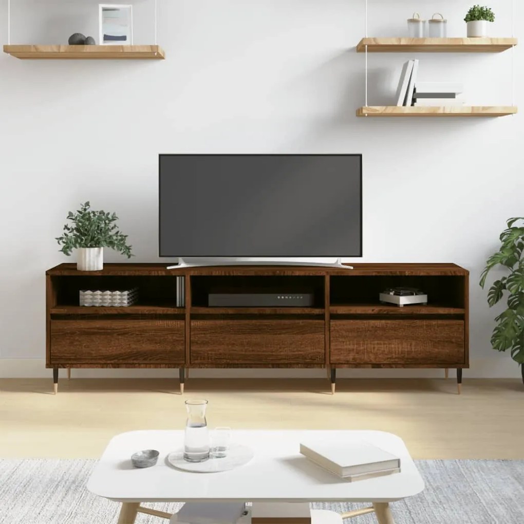 barna tölgy színű szerelt fa TV-szekrény 150 x 30 x 44,5 cm