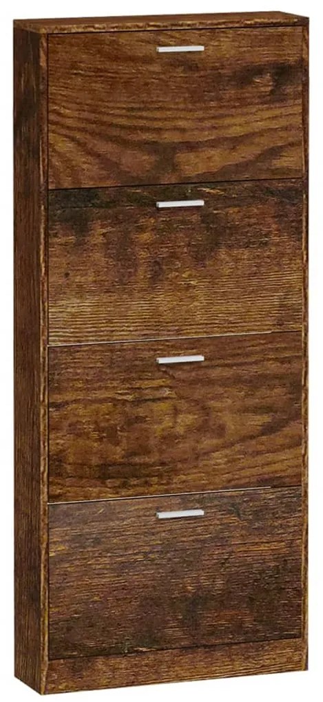 füstös tölgy színű szerelt fa cipősszekrény 59x17x150 cm