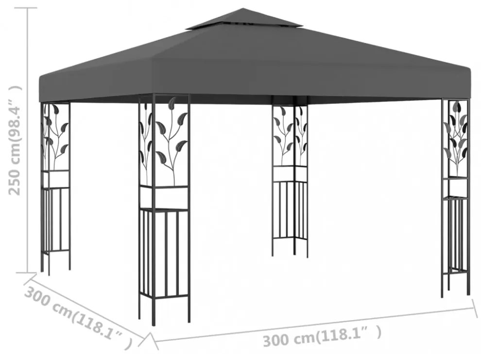 antracitszürke pavilon 3 x 3 m