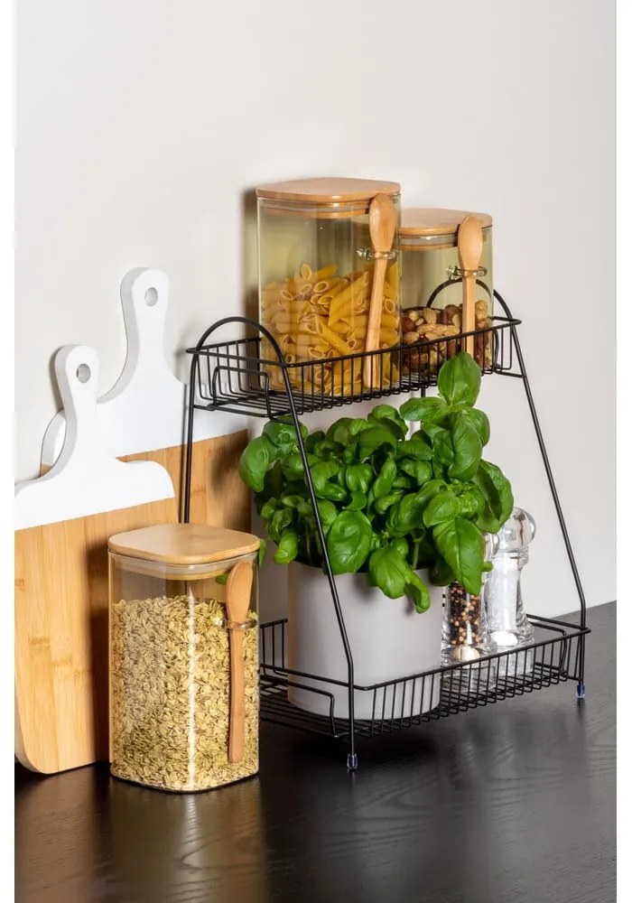 Tidy fekete fém konyhai állvány 2 polccal - PT LIVING