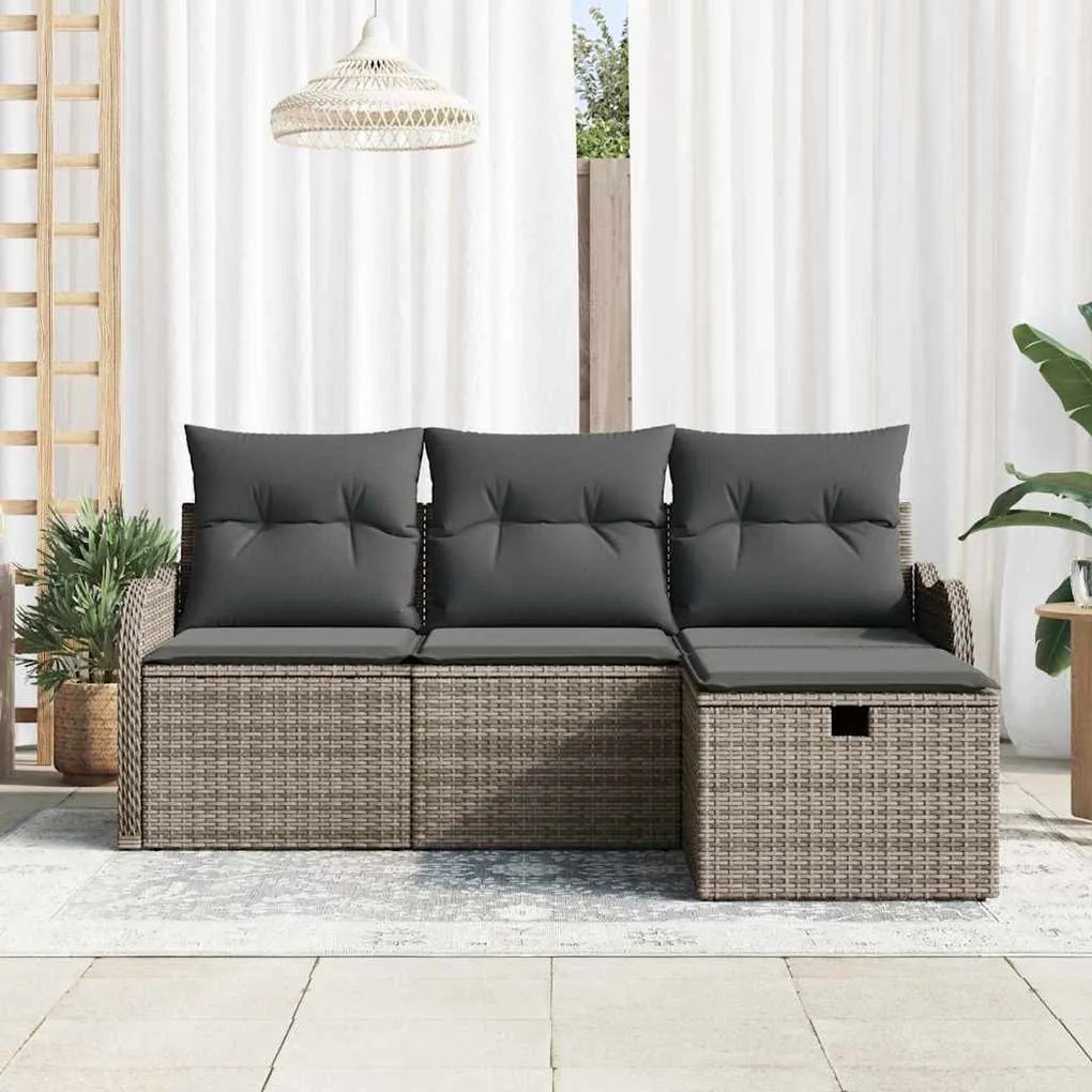 Kerti Kanapé Szett 4 pcs Szürke 176 x 117 x 85 cm Poli rattan