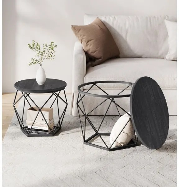 2 db-os TALIA dohányzóasztal szett, fekete