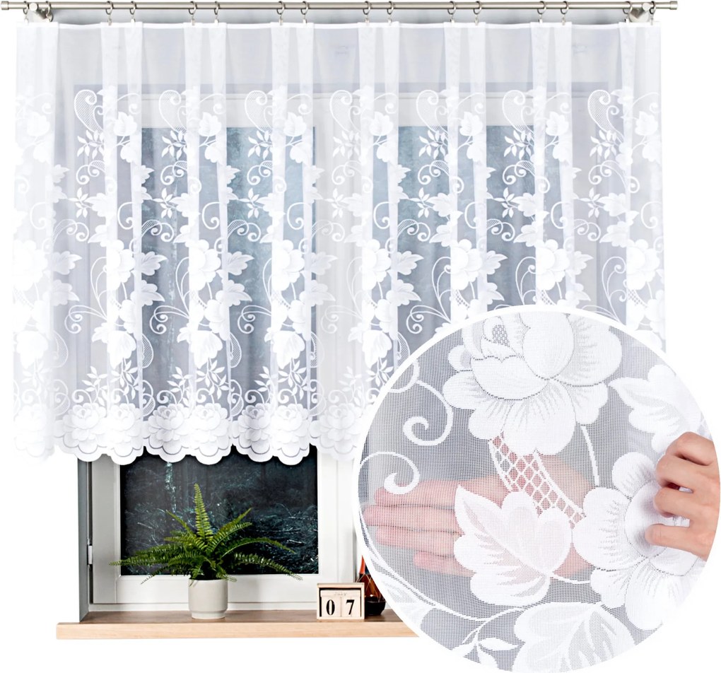 Függöny Rövid 400x120 Függöny Konyha Szoba Függöny Kész Virágok 11028