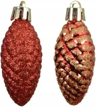 Toboz gömbök piros-arany fényes/matt 14cm 12db