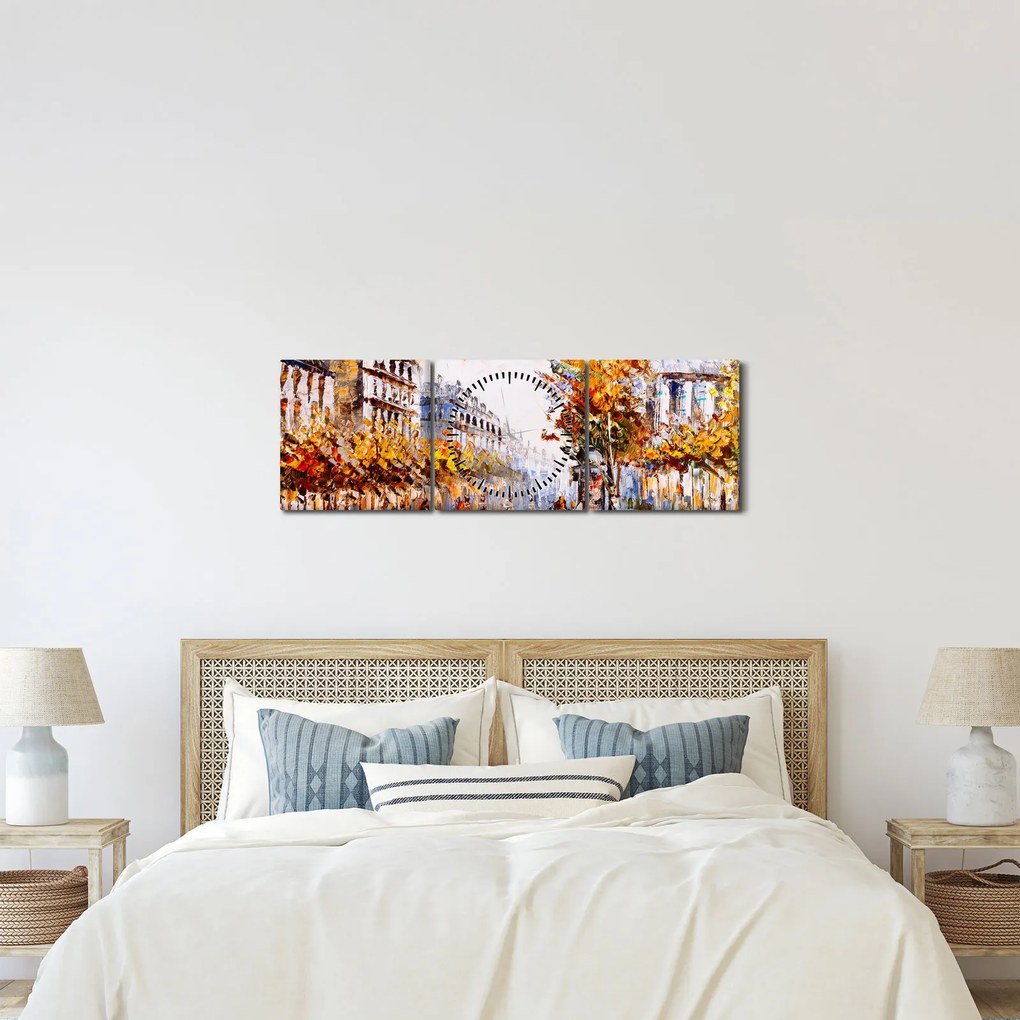 Kép - Utca Párizsban (órával) (90x30 cm)