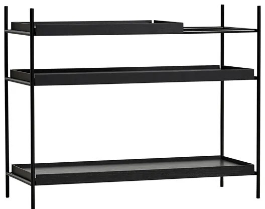 Polcrendszer "Tray", alacsony , 4 változat - Woud Variáns: világos tölgyfa polcok - 1 rövid, 2 hosszú