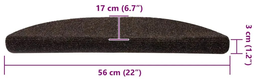 10 db barna tűlyukasztott öntapadó lépcsőszőnyeg 56 x 17 x 3 cm