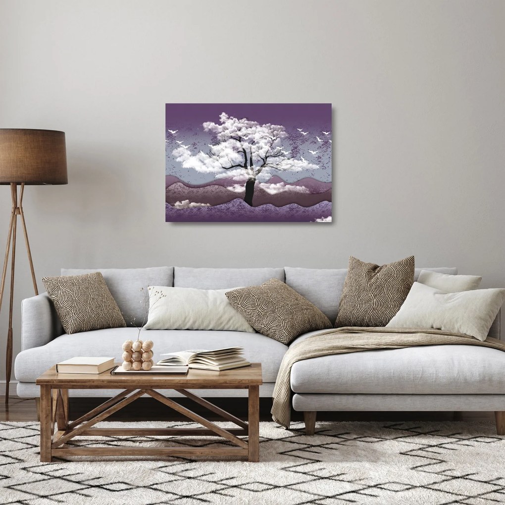 Kép - Fa a felhőkben (üvegen) (70x50 cm)