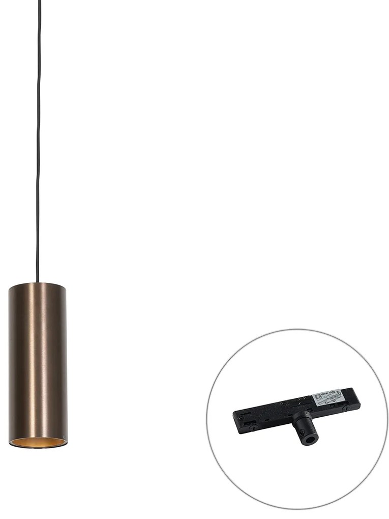Design függőlámpa sötét bronz 1 fázisú sínadapterrel - Slimline Tubo