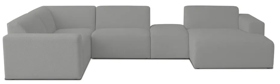 Szürke buklé sarokkanapé (U alakú) Roxy – Scandic