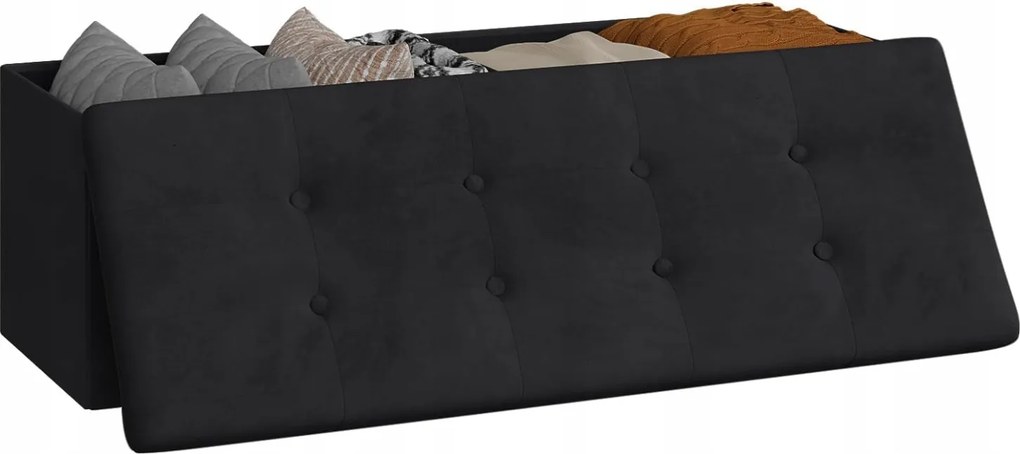 Szabadon álló kárpitozott puff 37,5 x 110 x 38 cm Fekete Woltu