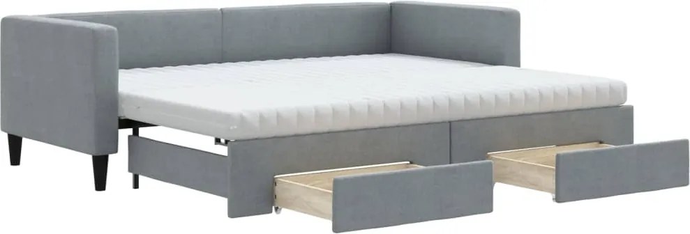 vidaXL világosszürke kihúzható szövet heverő fiókokkal 80 x 200 cm