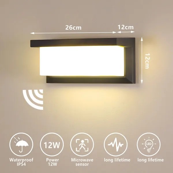 Brilagi-LED Kültéri fali lámpa érzékelővel BRICKY LED/12W/230V antracit IP54
