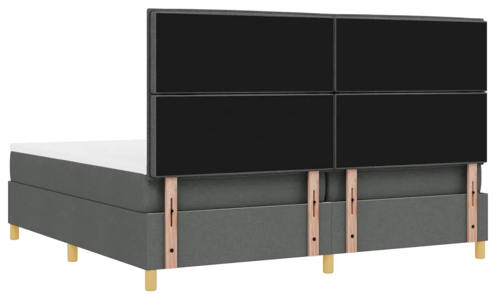 Boxspring Ágy Mattal és LED Delux Szürke 200x200 cm Szövet