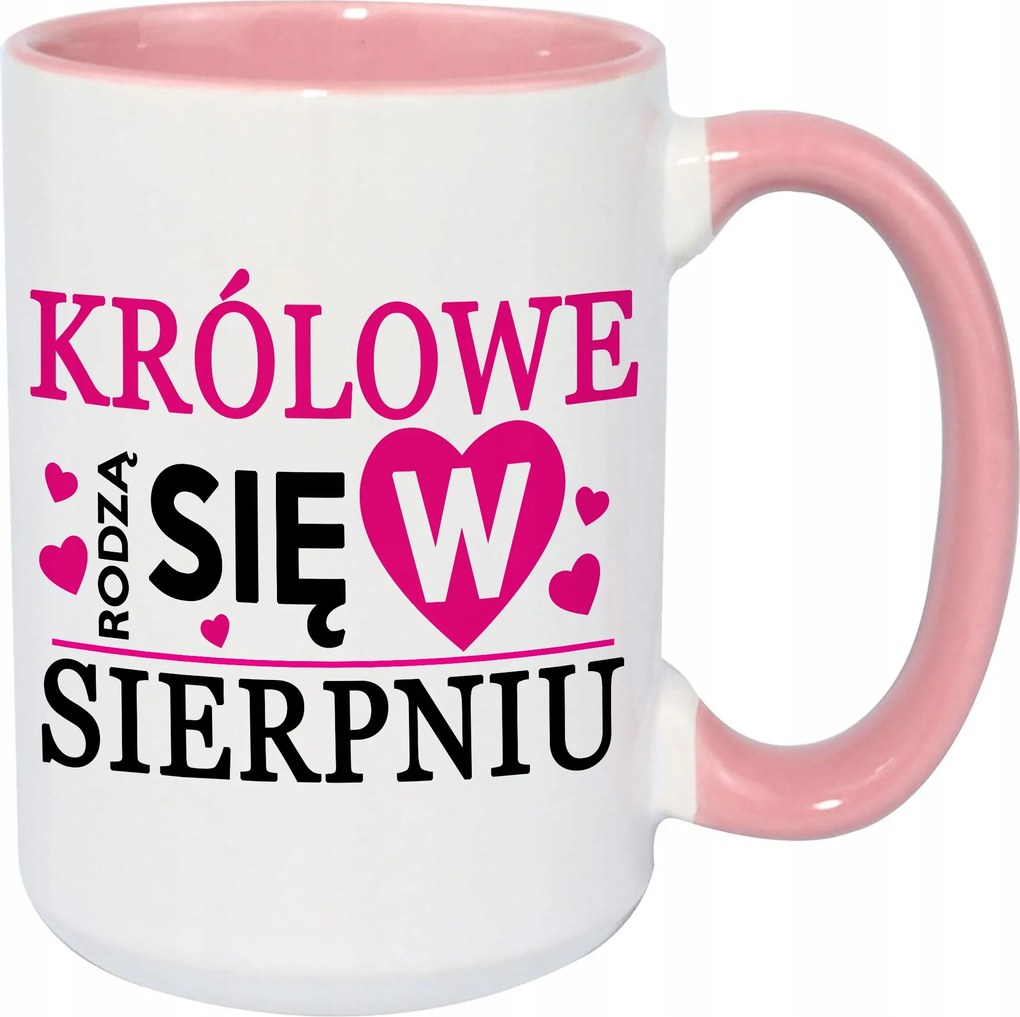 Fehér Bögre XXL Rózsaszín Közép Királynők Születnek Augusztusban Lányoknak