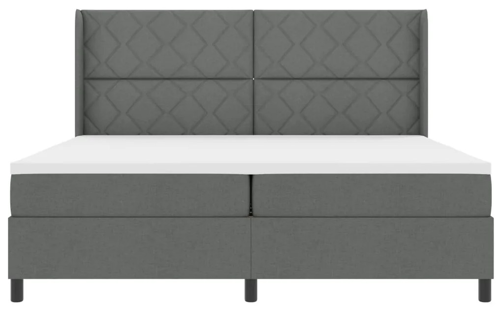 Boksz Rugóágy Matraccal és LED-del Sötétszürke színben, 200x200 cm Kárpit