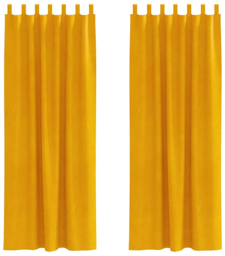 Függönyök függönyökkel 2 pcs mustársárga 140 x 225 cm Bársony