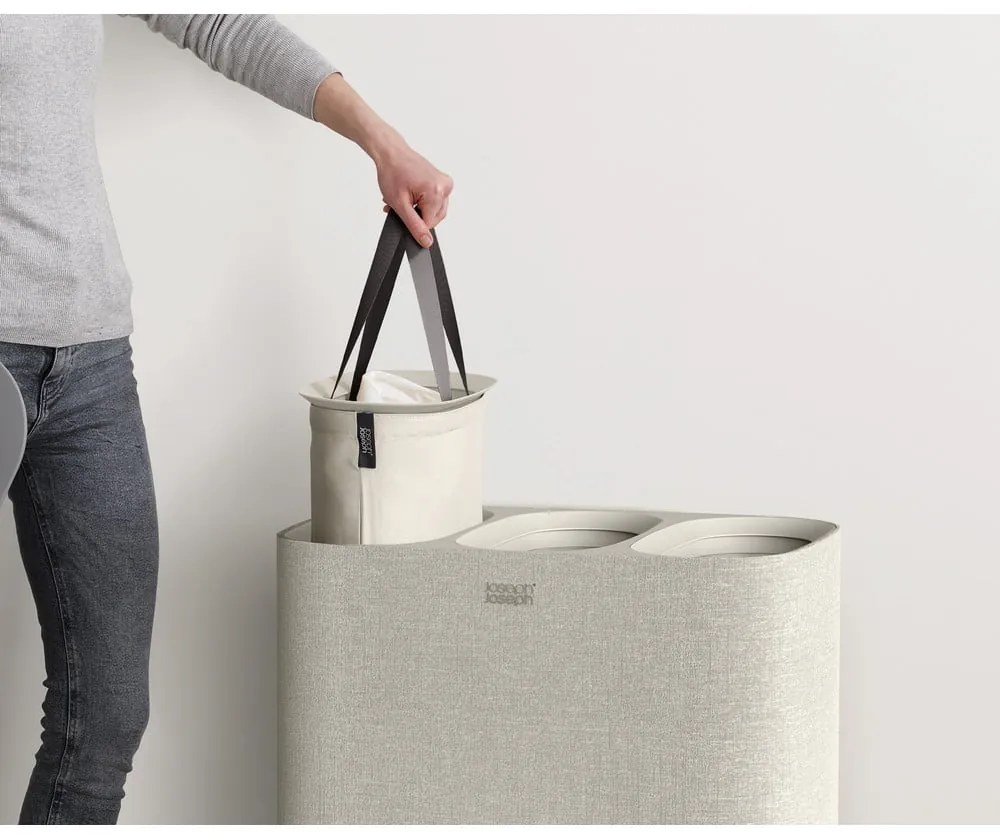 Bézs textil szennyeskosár 90 l Tota Trio – Joseph Joseph