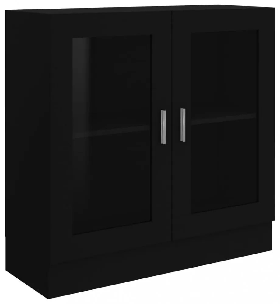 fekete szerelt fa vitrinszekrény 82,5 x 30,5 x 80 cm