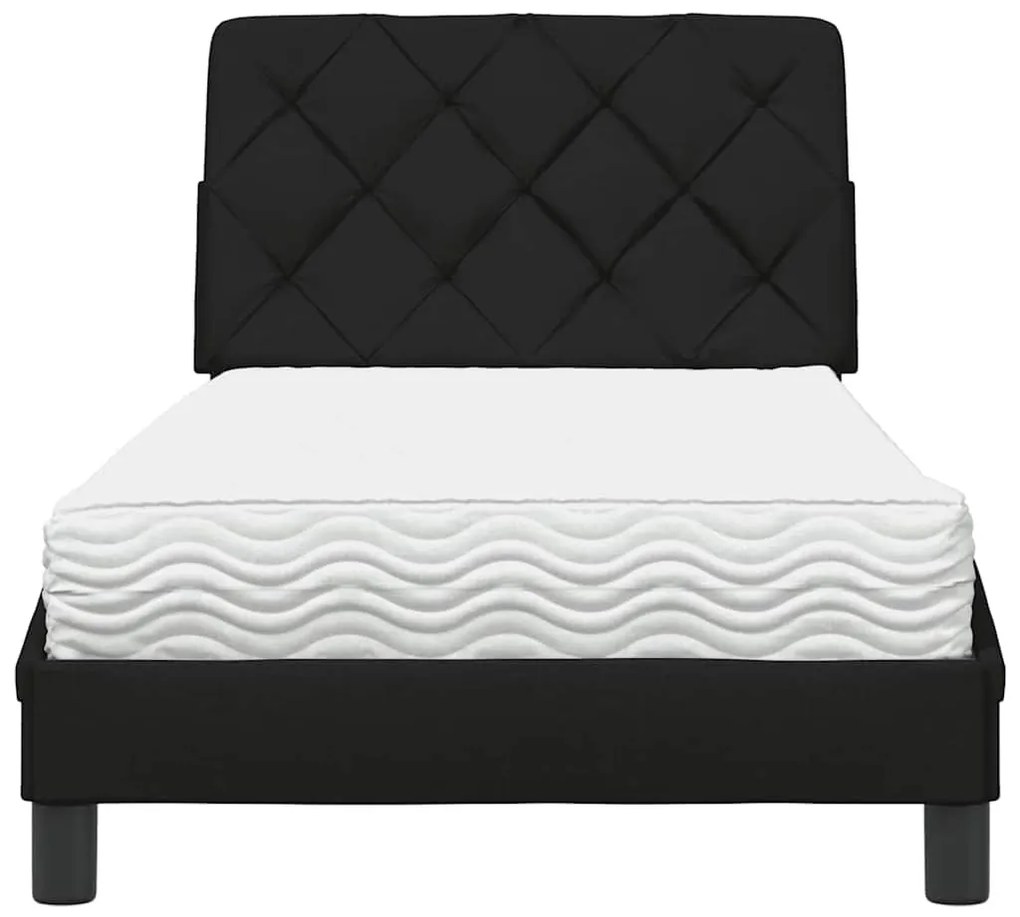 fekete szövet ágy matraccal 80x200 cm