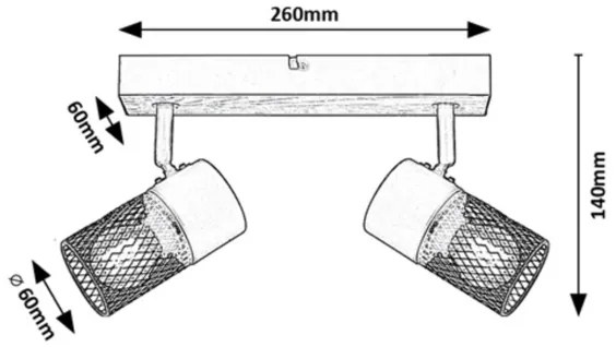 Rabalux 71152 - Spotlámpa METTA 2xE14/40W/230V tölgy