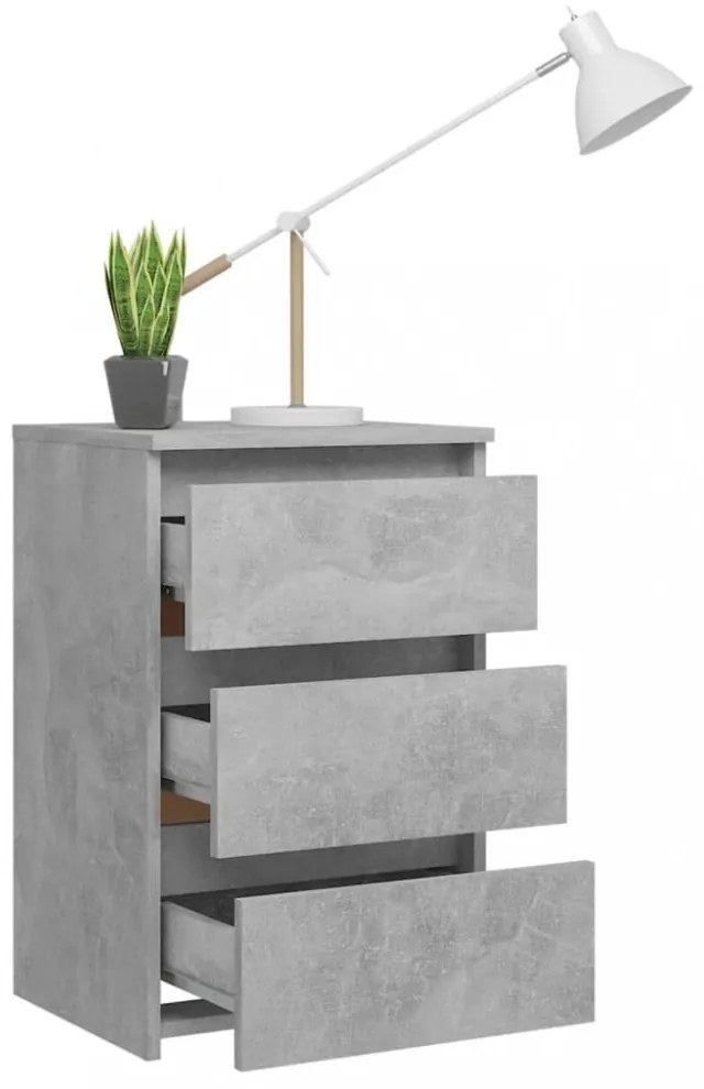 2 db betonszürke szerelt fa éjjeliszekrény 40 x 35 x 62,5 cm