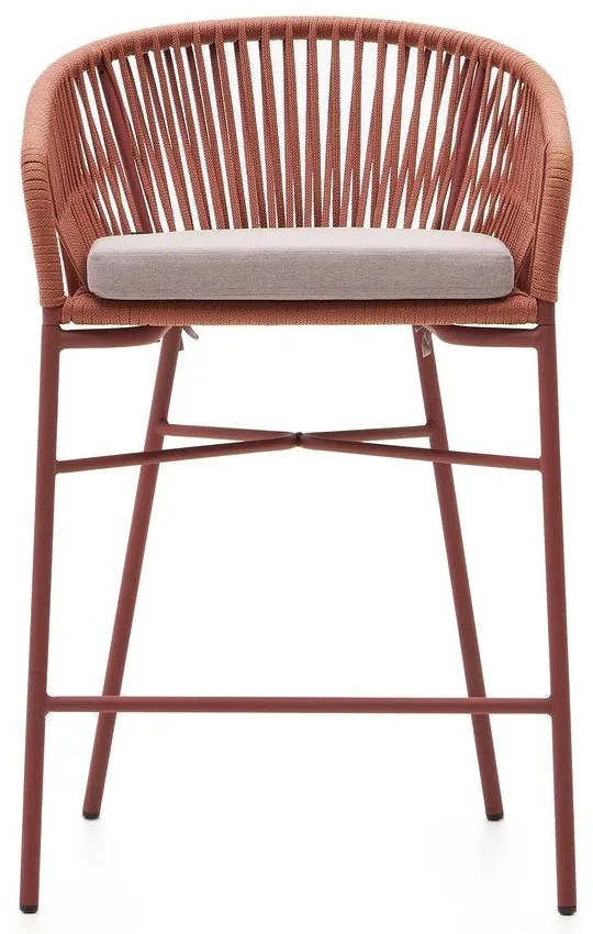 Yanet kerti bárszék terrakotta színű húrozással, magasság 85 cm - Kave Home