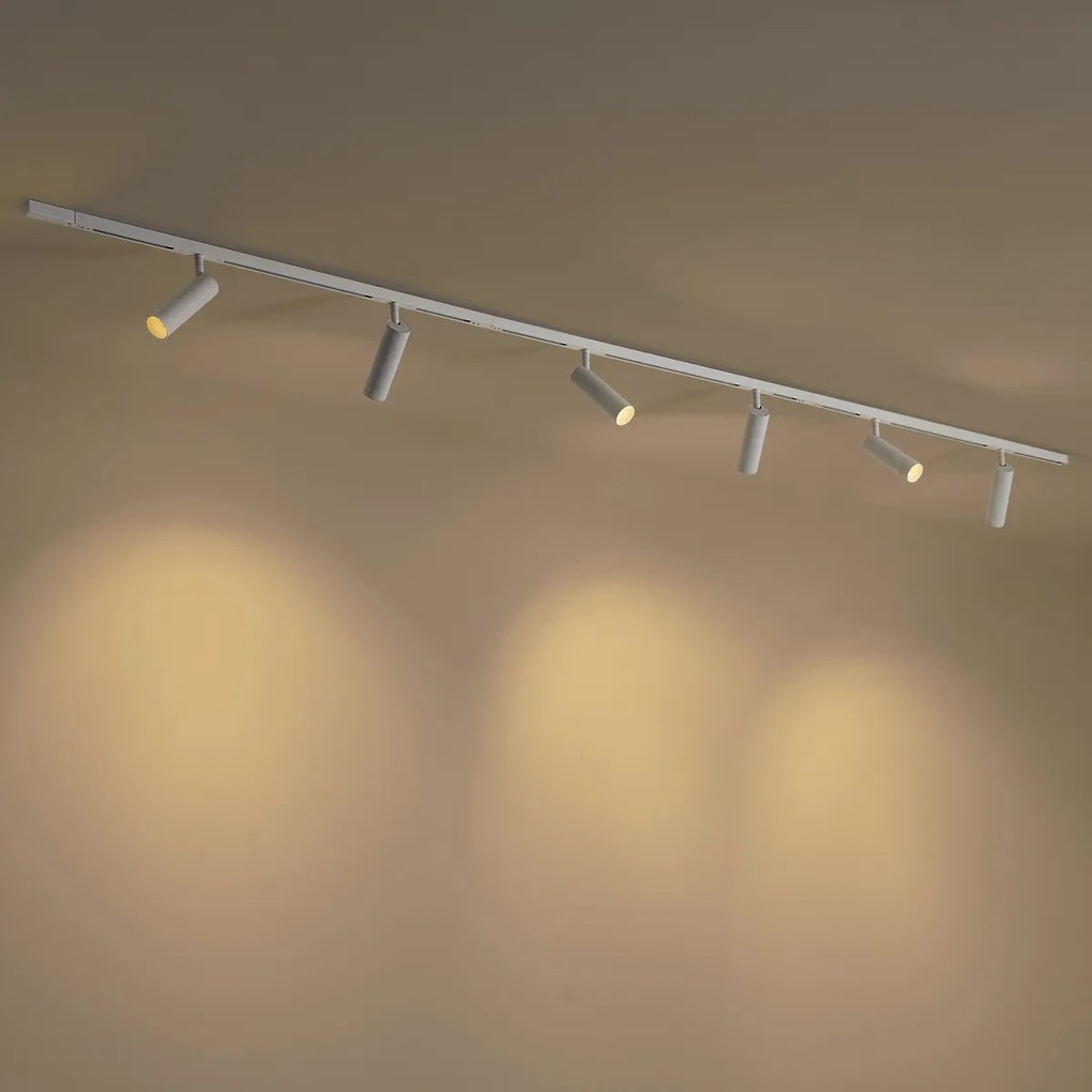 Modern sínrendszer 6 spotlámpával, fehér, 1 fázisú - Slimline Uzzy