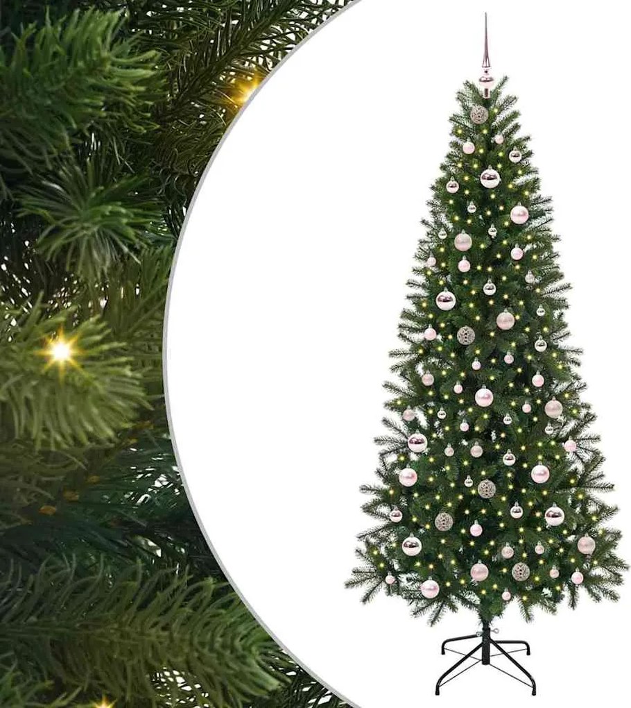 vidaXL Mű karácsonyfa 300 LED-del állvánnyal Zöld 210 cm PE és PVC