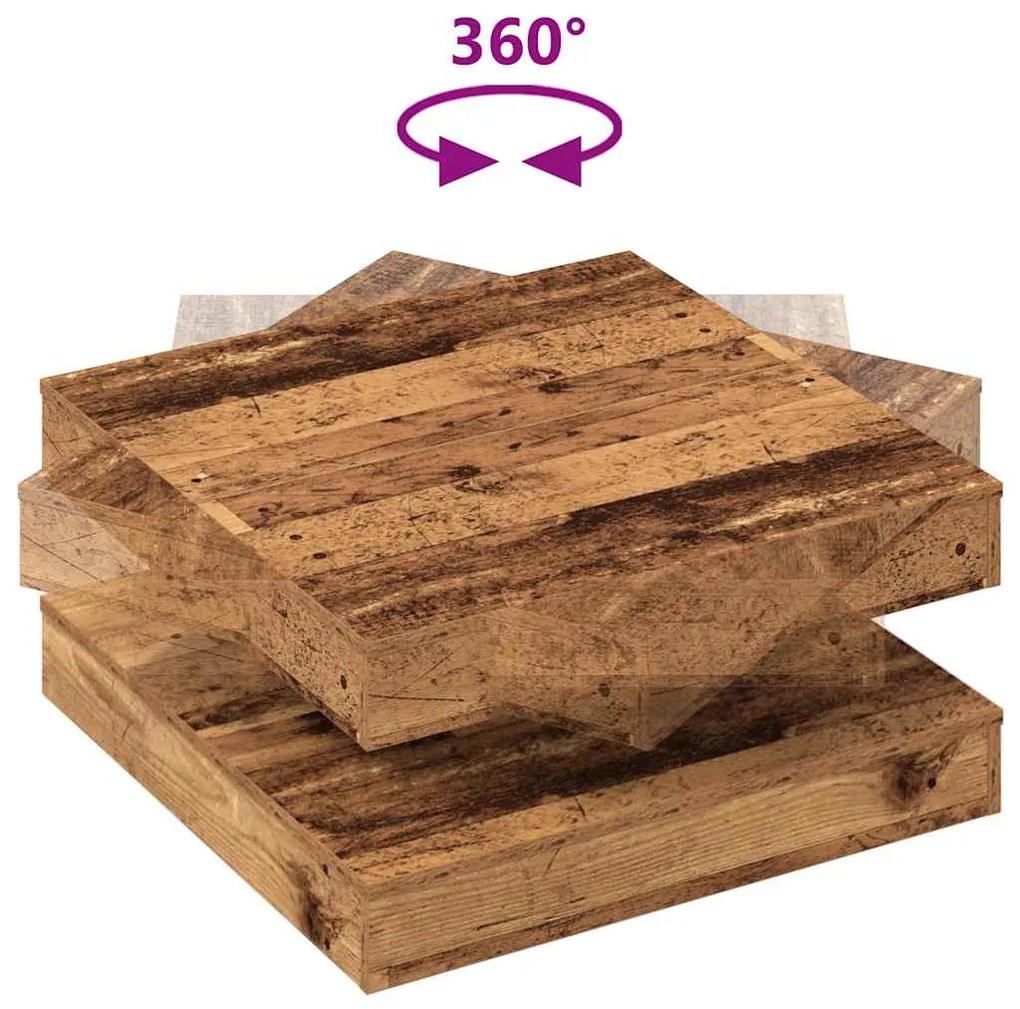 antik fa dohányzóasztal 360 fokban forgatható 70x70x34,5 cm