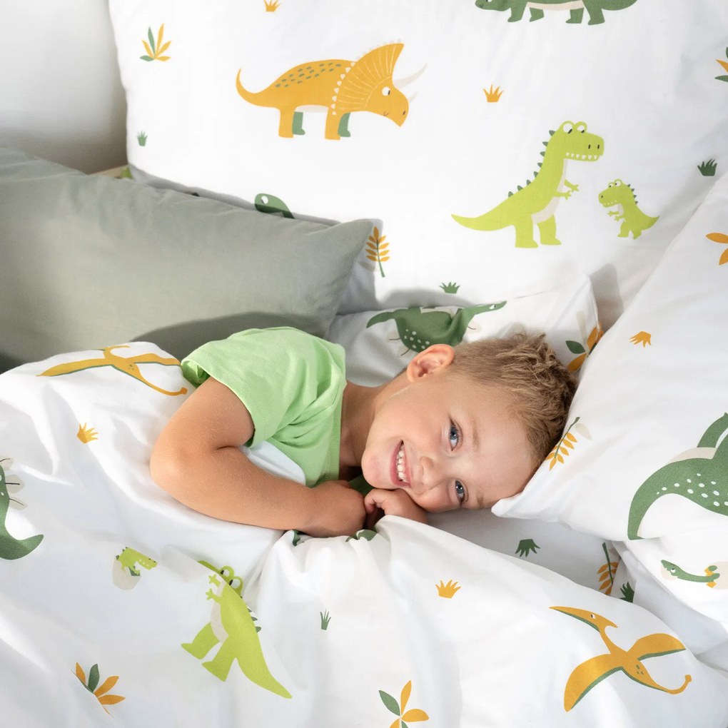 Goldea gyermek pamut párnahuzat - dinoszauruszos kalandok 45 x 45 cm