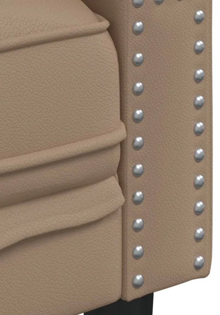 2 részes kávészínű műbőr Chesterfield kanapégarnitúra