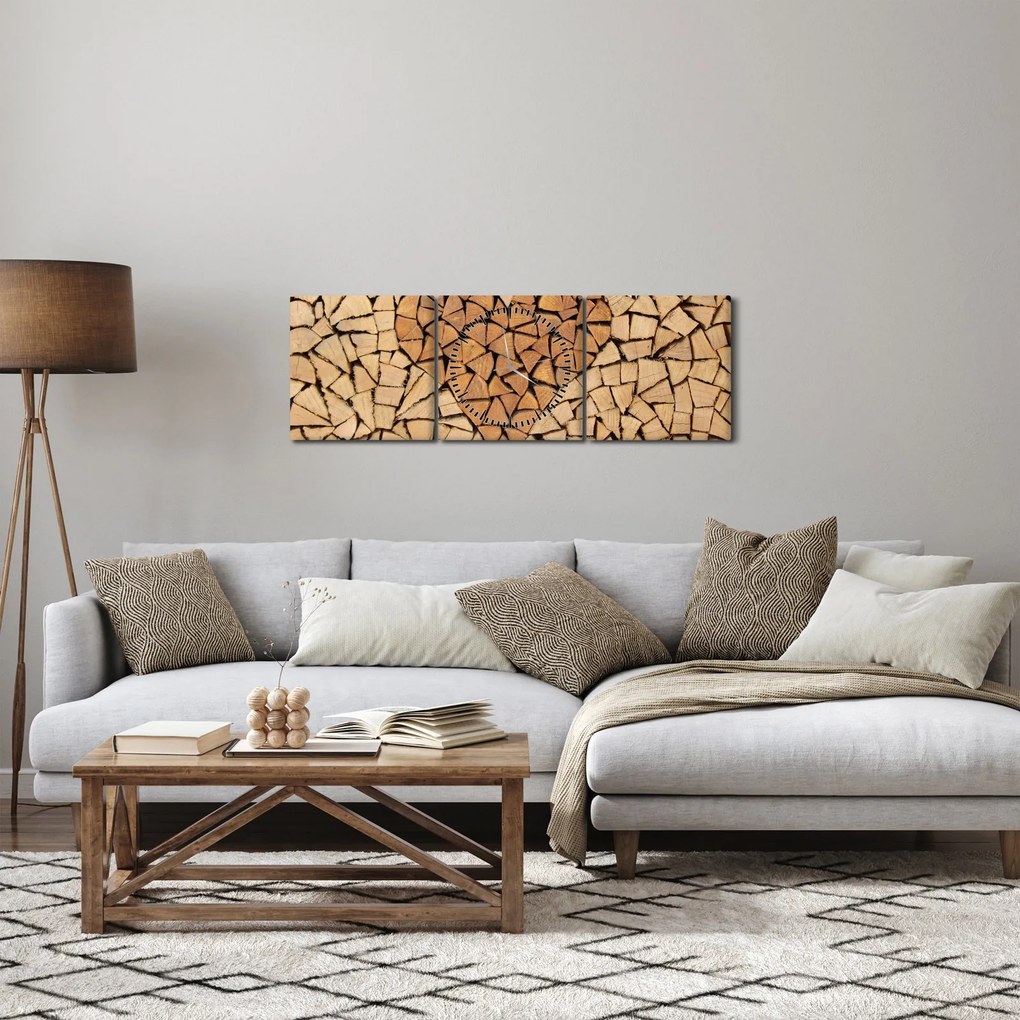 Kép - szív fából (órával) (90x30 cm)