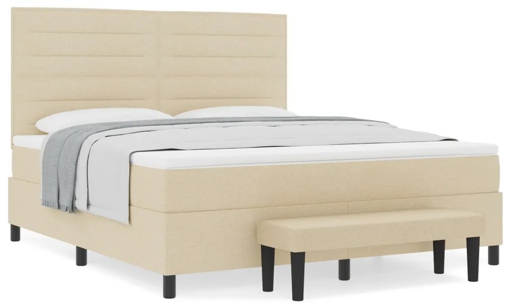 Box spring ágy matraccal és pad támasszal Krém 180x200 cm Szövet