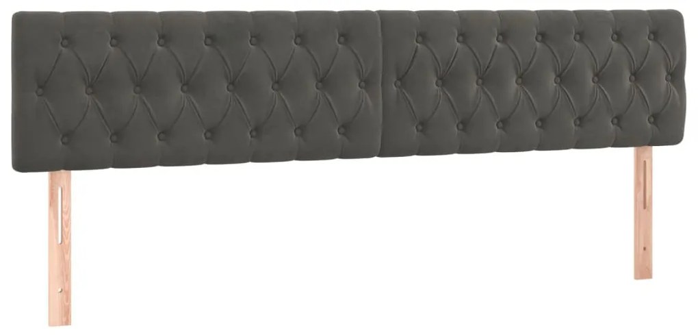sötétszürke bársony LED-es fejtámla 200 x 7 x 78/88 cm