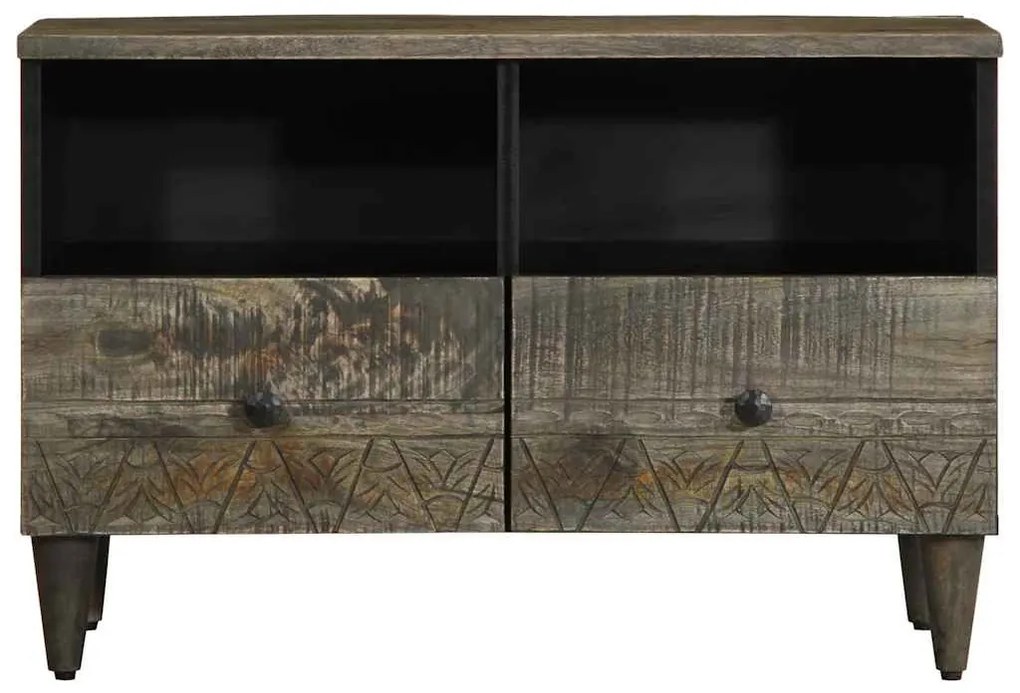 világosszürke tömör mangófa TV-szekrény70x33,5x46 cm