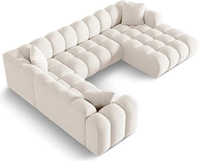 Krémszínű zsenília sarokkanapé (bal oldali-U alakú) Treno – Cosmopolitan Design